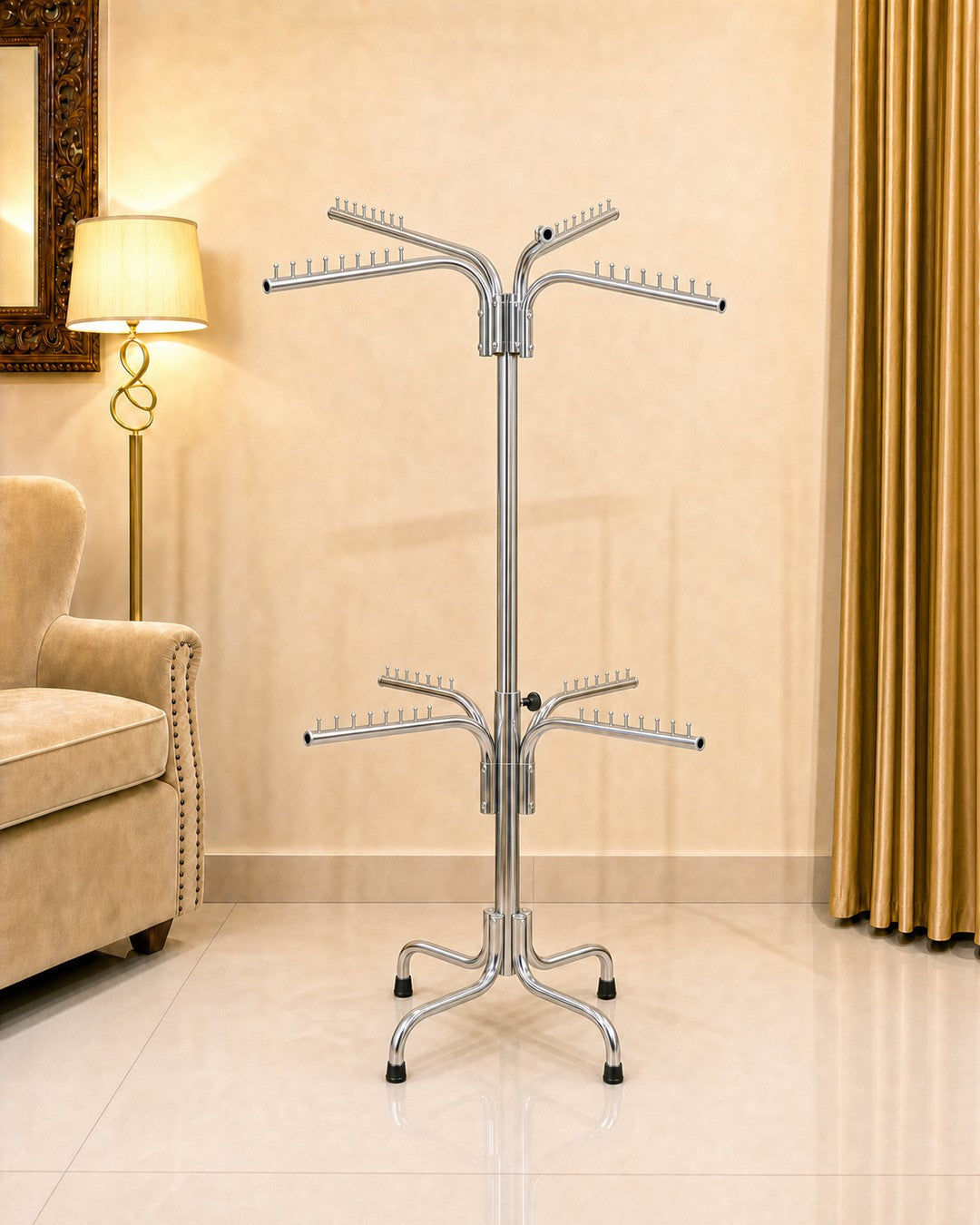 Double Clothing Stand - left angle, empty
