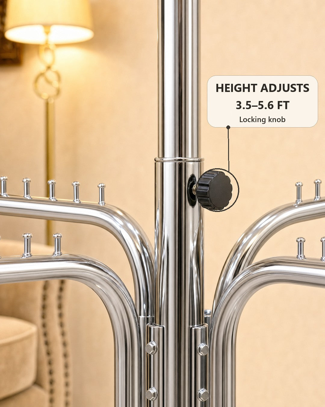 Double Clothing Stand - close-up of the height-adjust locking knob
